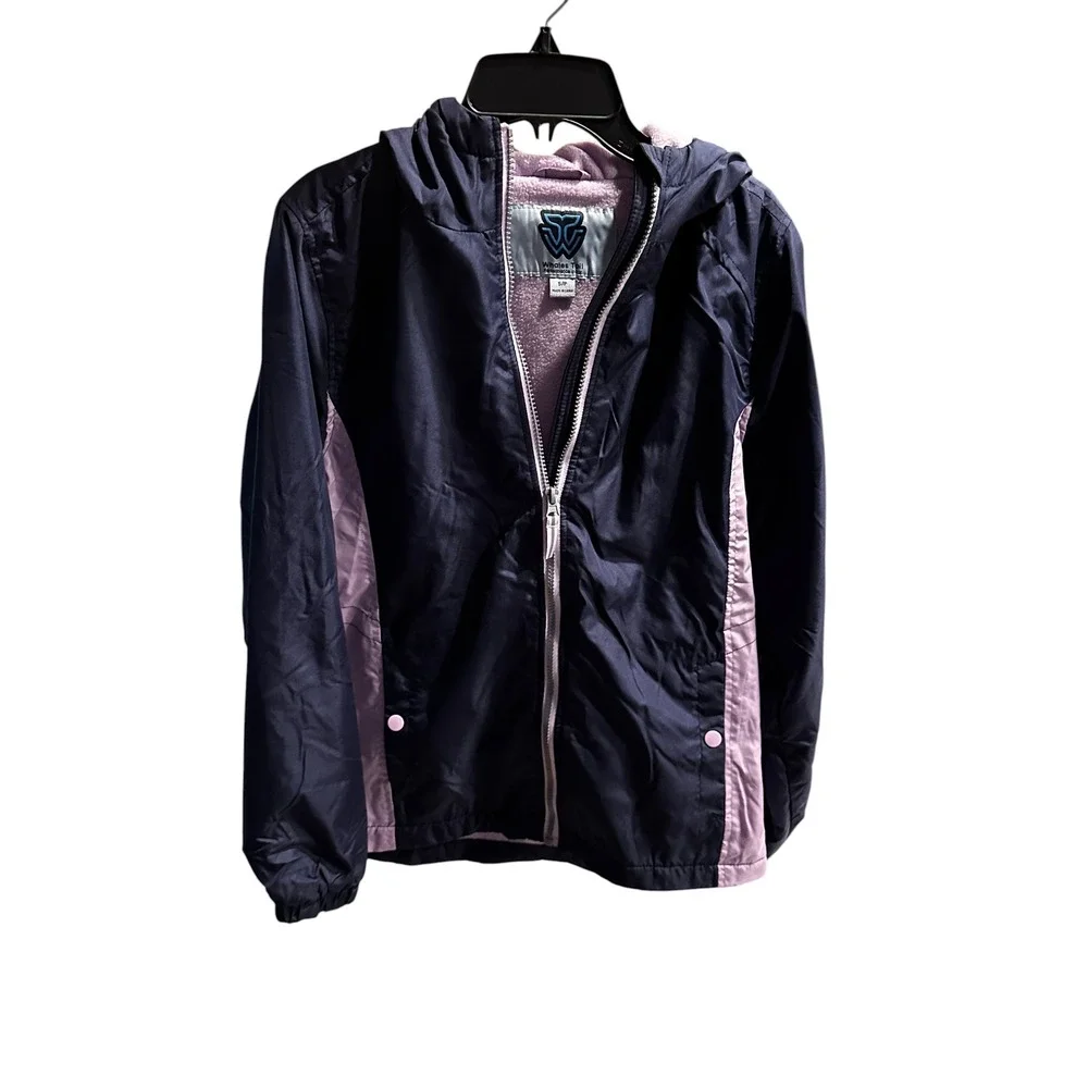 Whales Tail Performance Wear Girls Navy Blue Lavender Fleece Lined Jacket Small